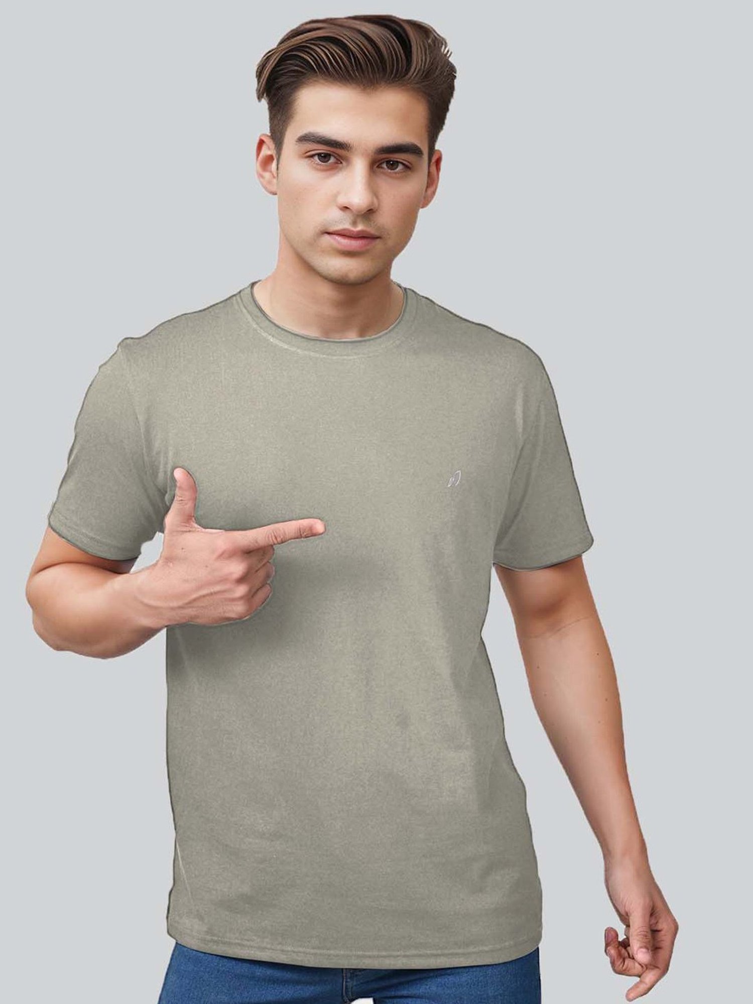 Lux Nitro Grey & Brown Regular Fit T-Shirt