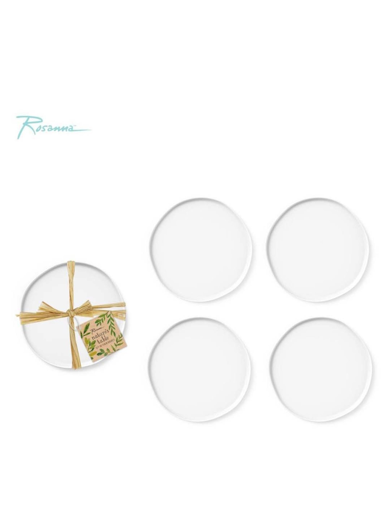 Rosanna 4-Piece White Nature's Table Medium Appetizer Plate Set