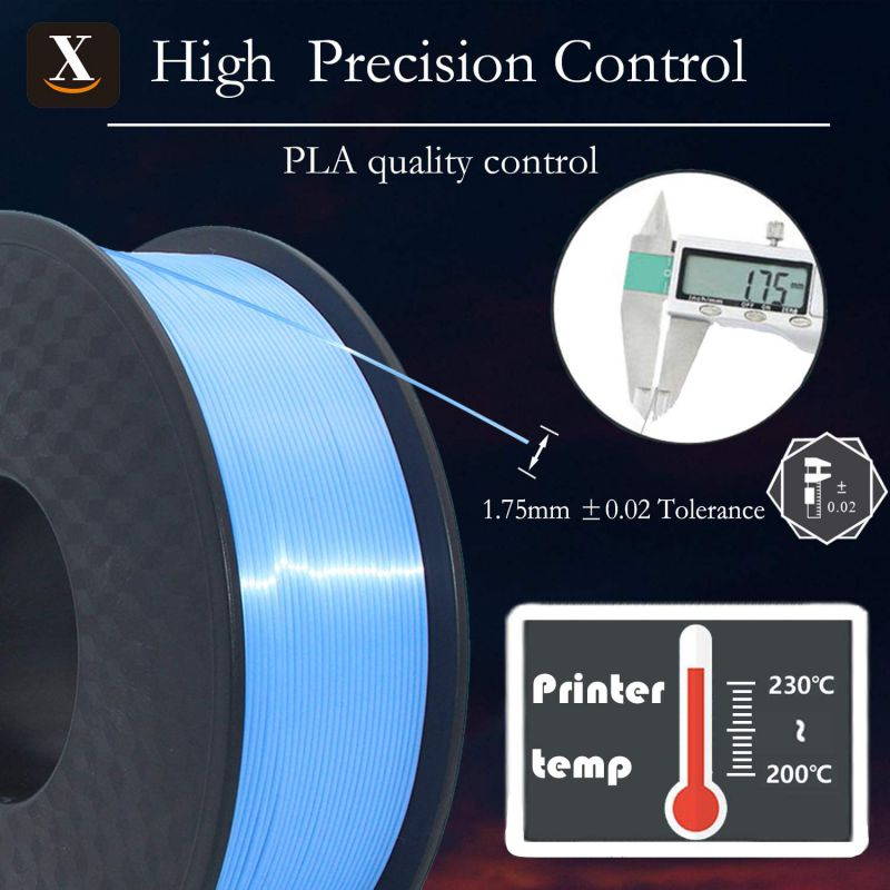 XTZL3D | Silk PLA Filament for 3D Printer, Sky Blue,1kg, 1.75mm