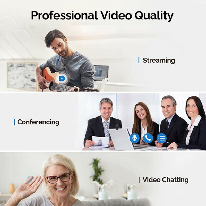 Vicabo 2K Quad HD Webcam for PC Computer 1440P QHD Camera, USB Web Cam Buit-in Microphone, Expandable Tripod, Touch Switch Light, for Skype, Zoom, Streaming, Teleconference etc.