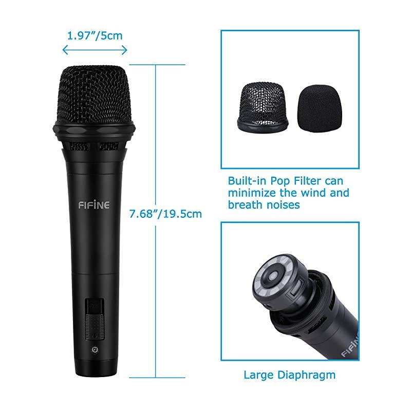 Dynamic Vocal Microphone Cardioid Handheld Microphone with On and Off Switch for Karaoke Live Vocal Speech etc Includes 19ft XLR to Quarter Inch CableK8
