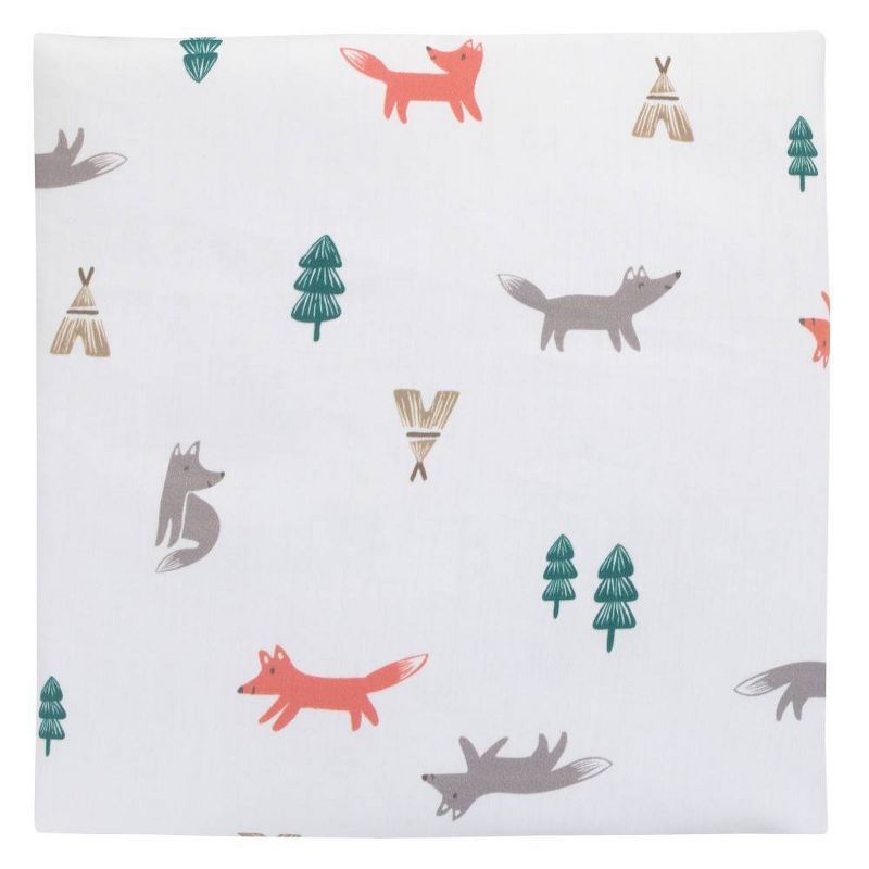 Carter's 100% Cotton Sateen Fitted Crib Sheet Fox Toss - Gray/Orange/Green