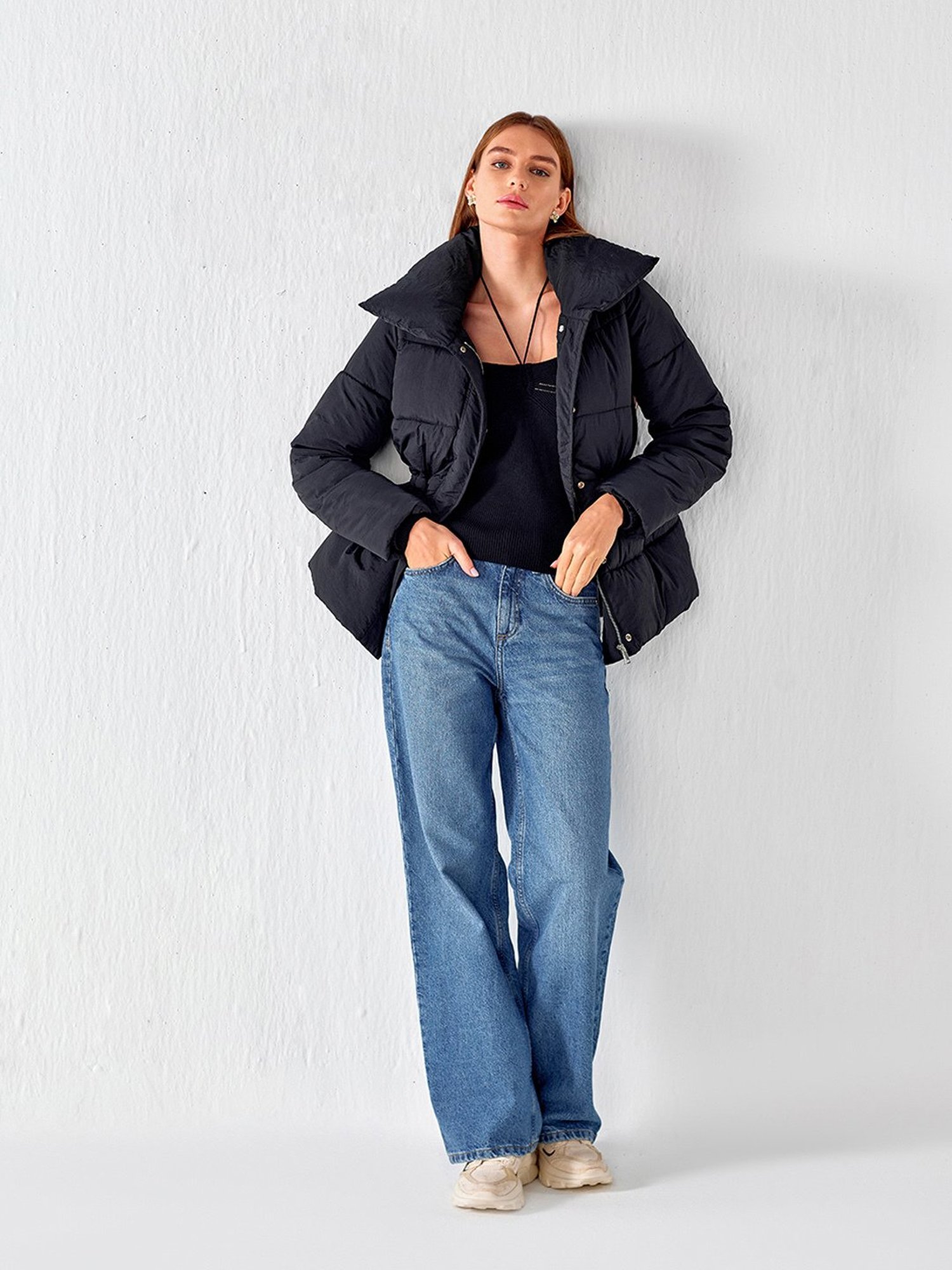 Cover Story Black Regular Fit Puffer Jacket