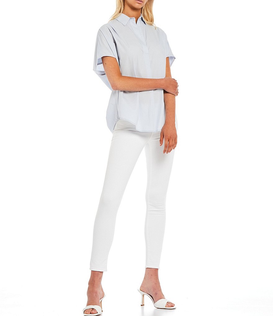 French Connection Cele Rhodes Stand Collar Short Sleeves Top