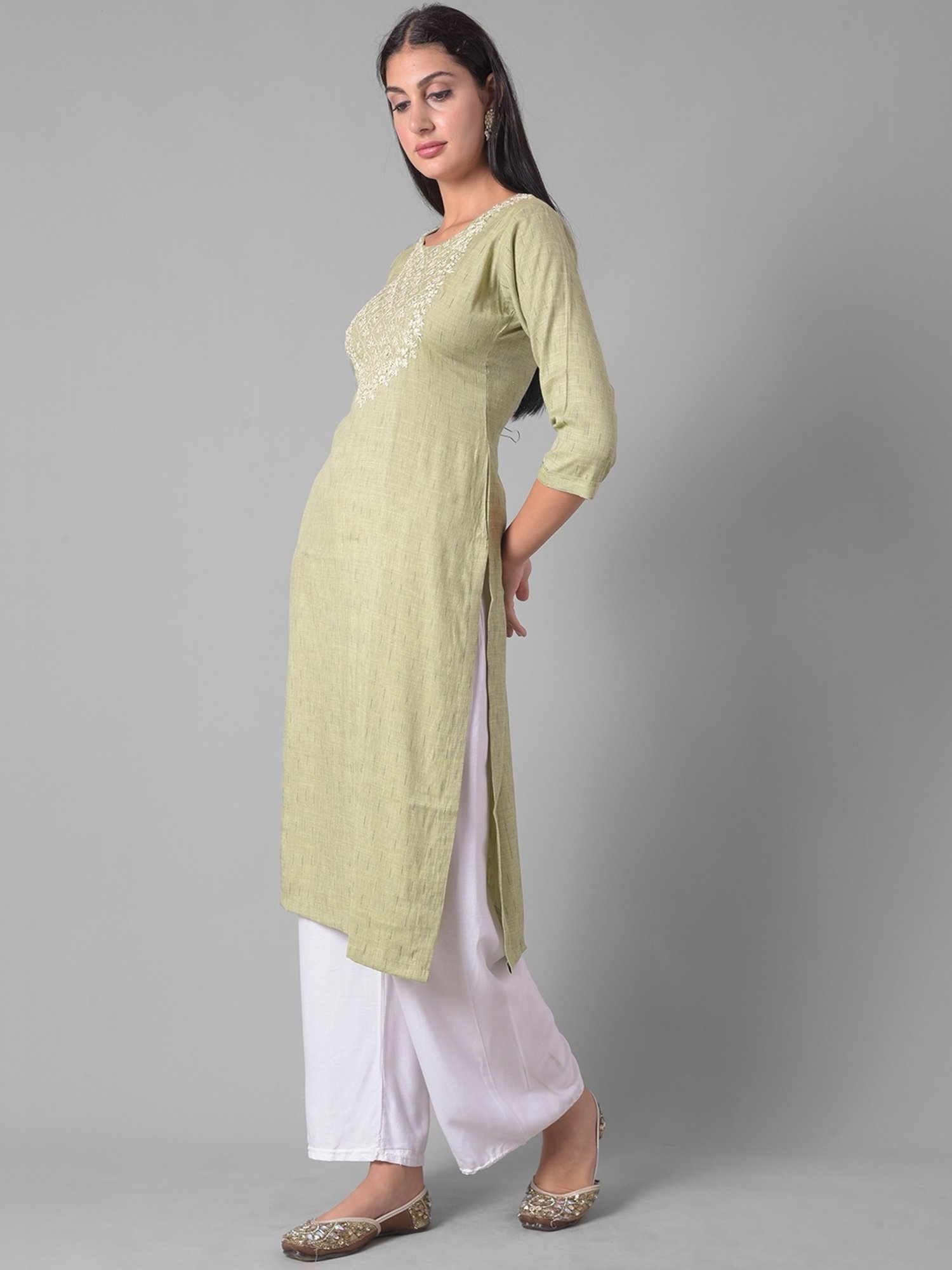 Dollar Missy Green Embroidered Straight Kurta