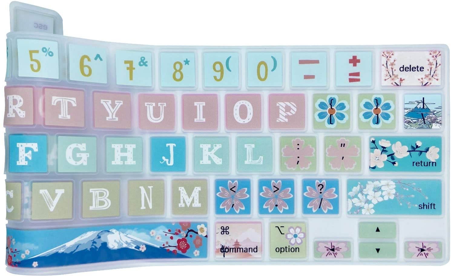 SANFORIN Silicone Keyboard Cover Skin for 2019 MacBook Pro 16 inch A2141 with Touch Bar & Touch ID/2020 MacBook Pro 13"(A2289/A2251) with Magic Keyboard, Big Letter and Flower Design, Flamingo