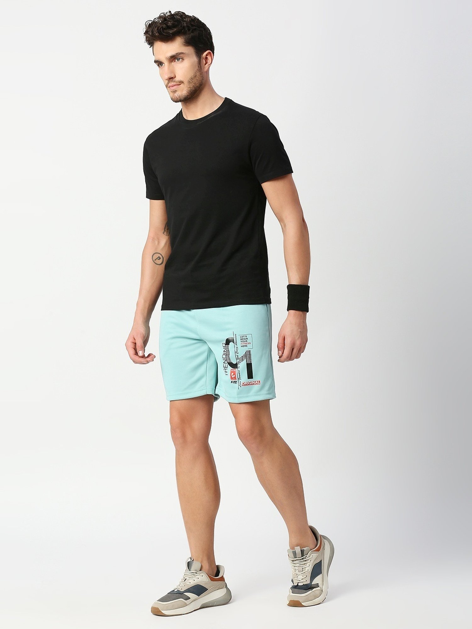 Fitz Blue Regular Fit Printed Shorts