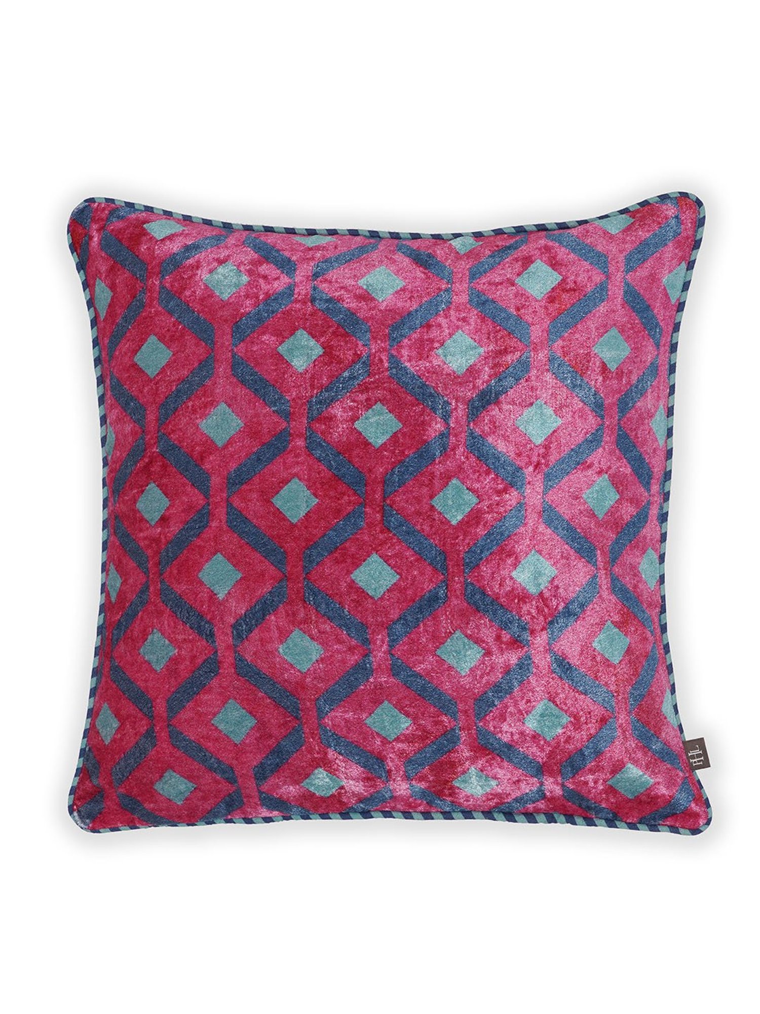 Pure Home and Living Pink Cotton Geometric Cushion Cover