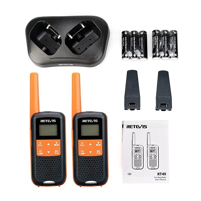 RT49 Walkie Talkie Rechargeable Long RangeWaterproof Two Way Radio AdultNOAA Alert AA VOX Flashlightfor Outdoor Hike Hunting Travel2 Pack
