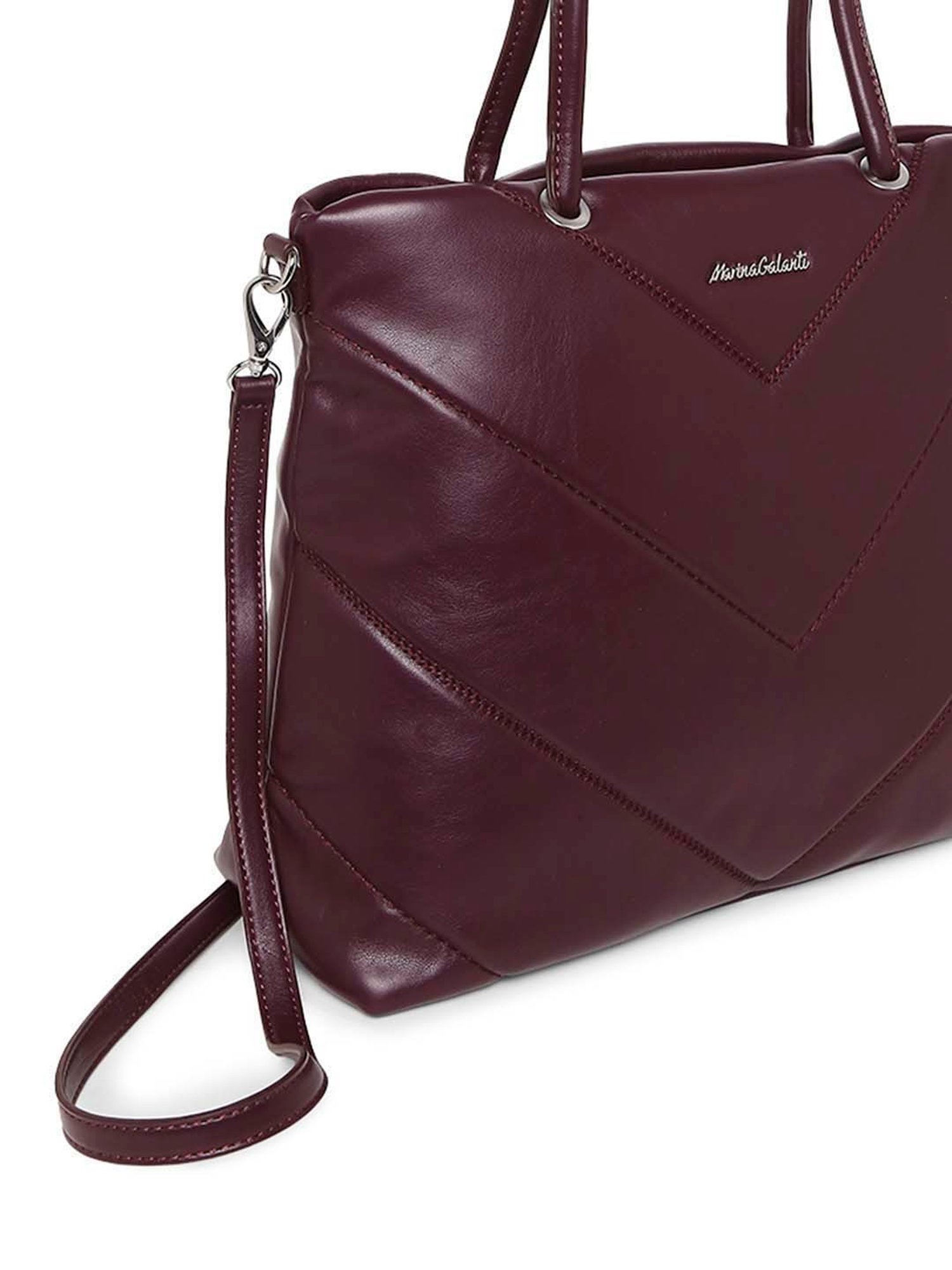 Marina Galanti Maroon Quilted Medium Tote Handbag