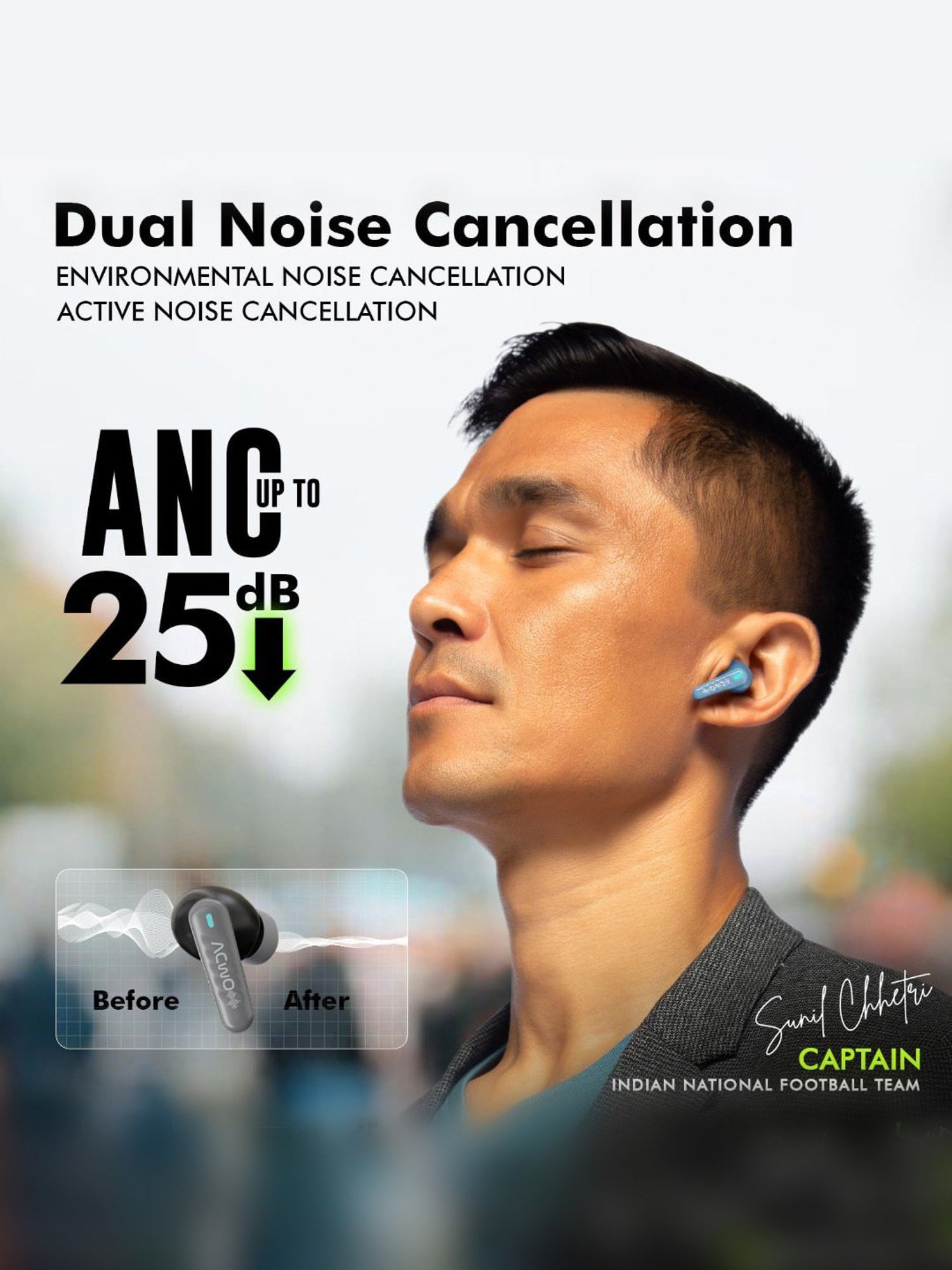 ACwO DwOTS 727 ANC In Ear Earbuds with 25db ANC & 42HRS Playtime (Baby Blue, True Wireless)