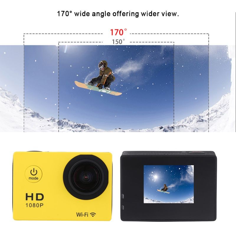 W8 1080P 30FPS 12MP Wifi Waterproof 30M Shockproof 170&deg; Wide Angle 1.5" Screen Outdoor Action Sports Camera Camcorder Digital Cam Video HD DV Car DVR
