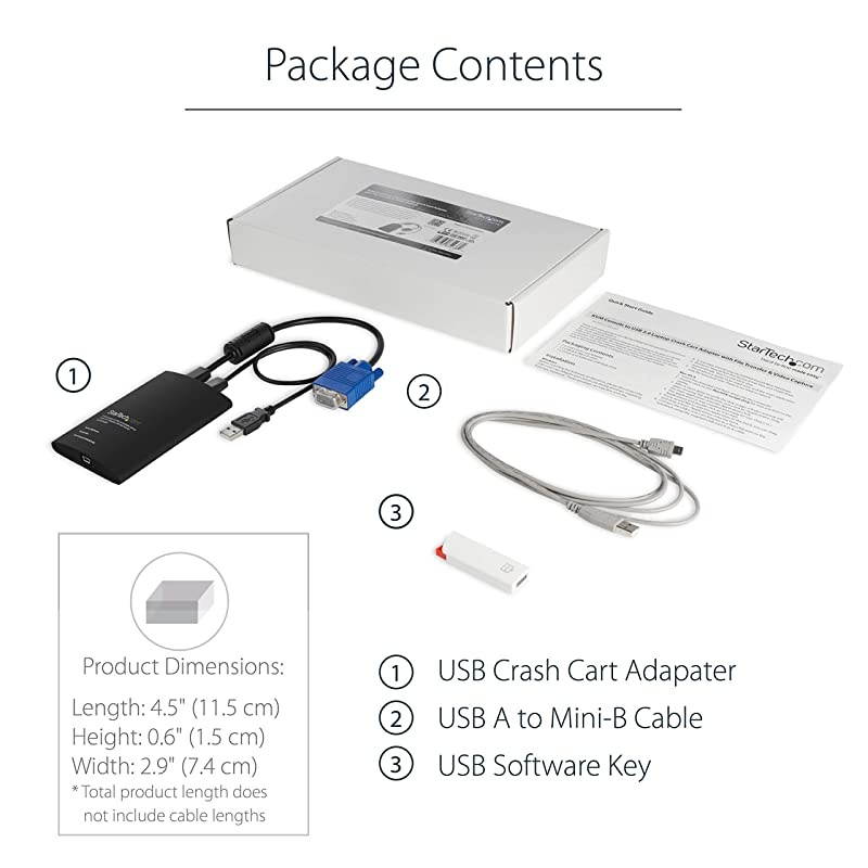 com USB Crash Cart Adapter - File Transfer & Video - Portable Server Room Laptop to KVM Console Crash Cart (NOTECONS02)