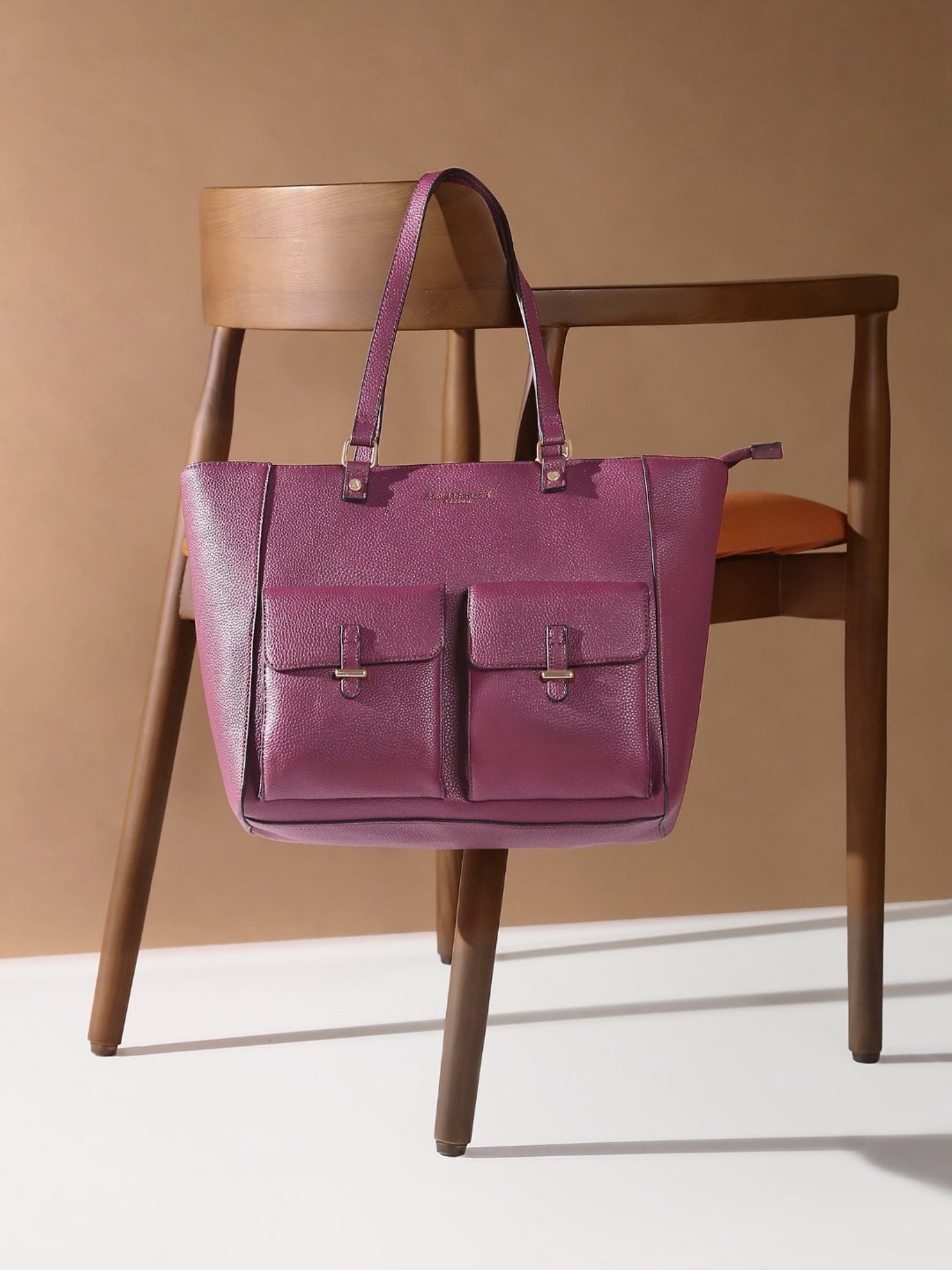 Call It Spring Black Combo Solid Large Tote Handbag