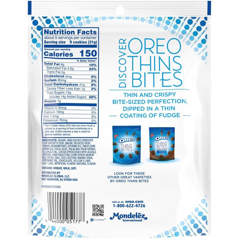 Oreo Thins Bites Fudge Dipped Mint Creme Sandwich Cookies - 6oz