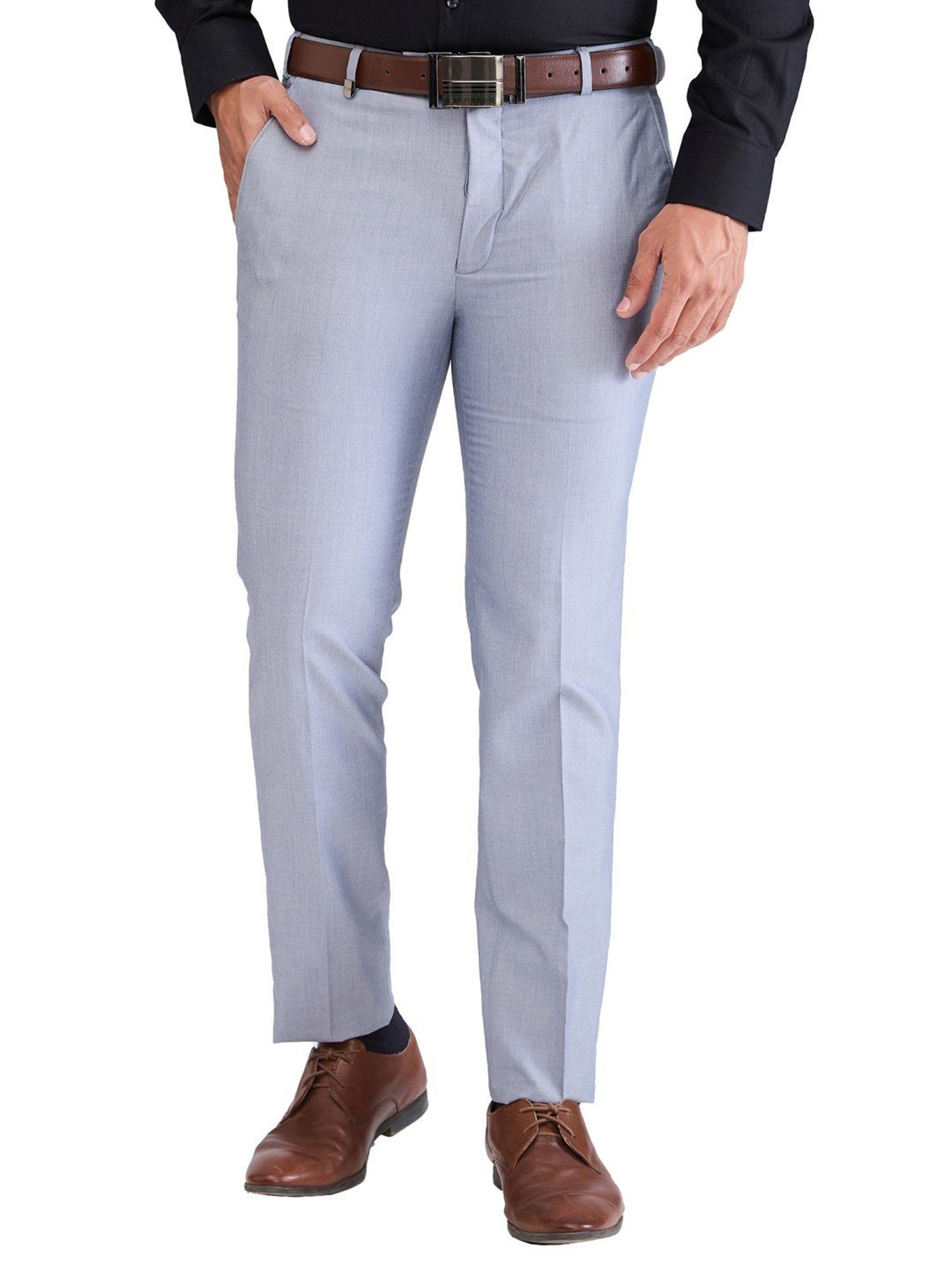 Park Avenue Grey Super Slim Fit Texture Trousers