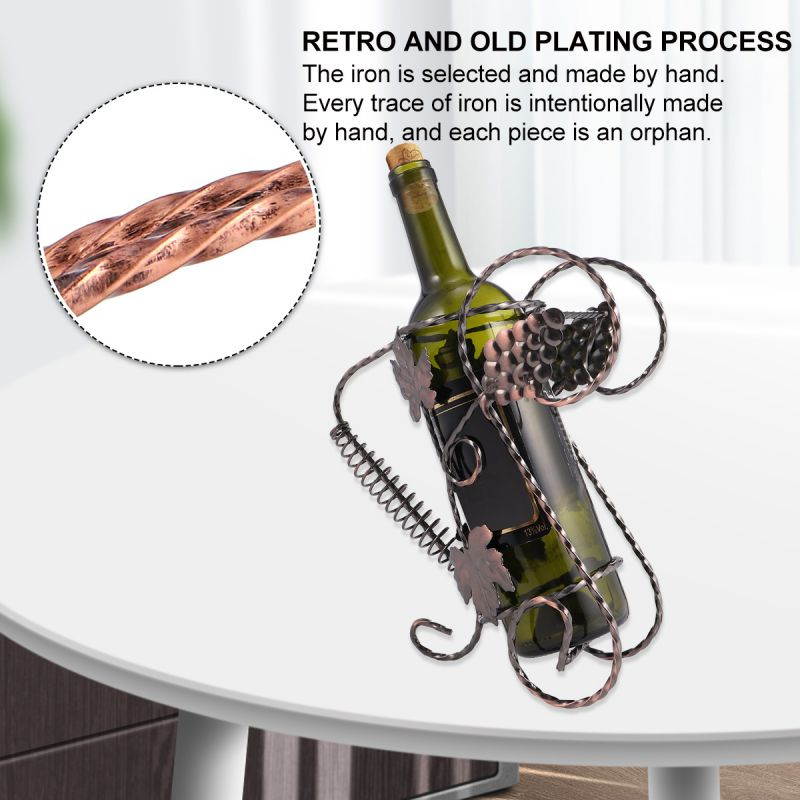 Grape Wine Bottle Rack Iron Ornament Funny Creative Craft Grape Leaf Ornament Wine Bottle Rack for Home Bar (Bronze)