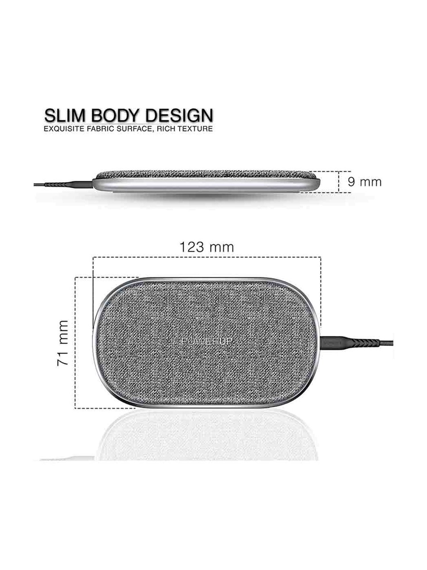 Powerup Stay Charged 15W High Speed Wireless Charger Pad (Grey)