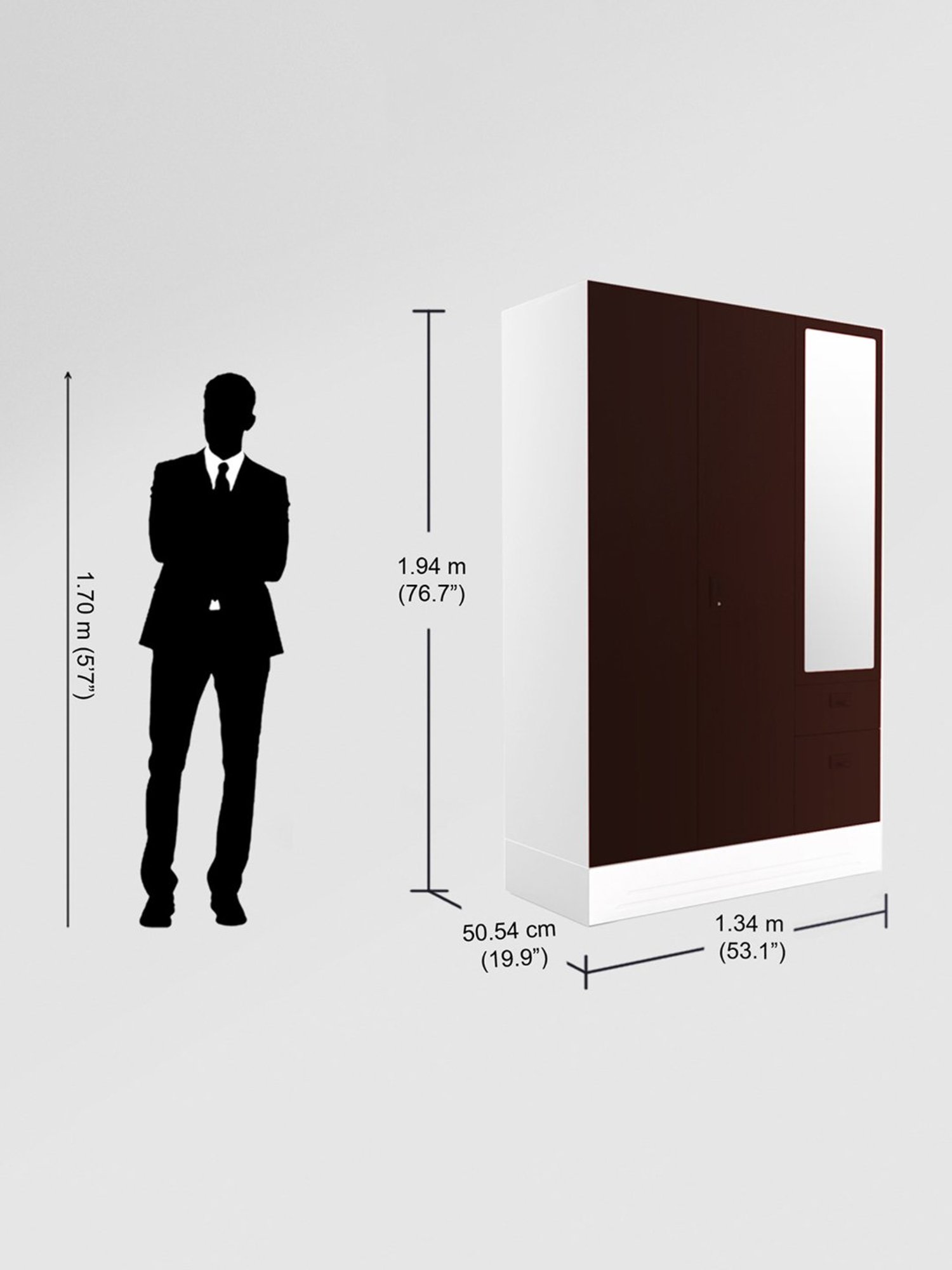 Godrej Interio Slimline Blend 3-Door Steel Almirah, Russet (1-Year Warranty, 1 Locker, 3 Drawers)