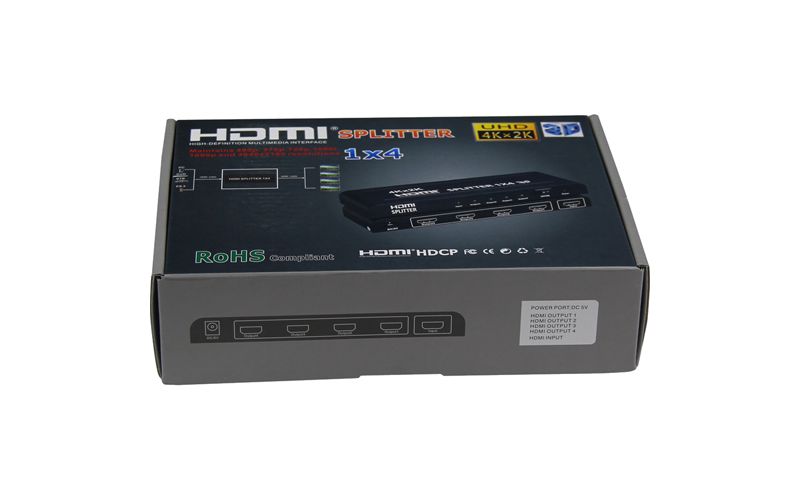 4XEM 4 Port HDMI 4K Splitter - 340 MHz to 340 MHz - HDMI In - HDMI Out