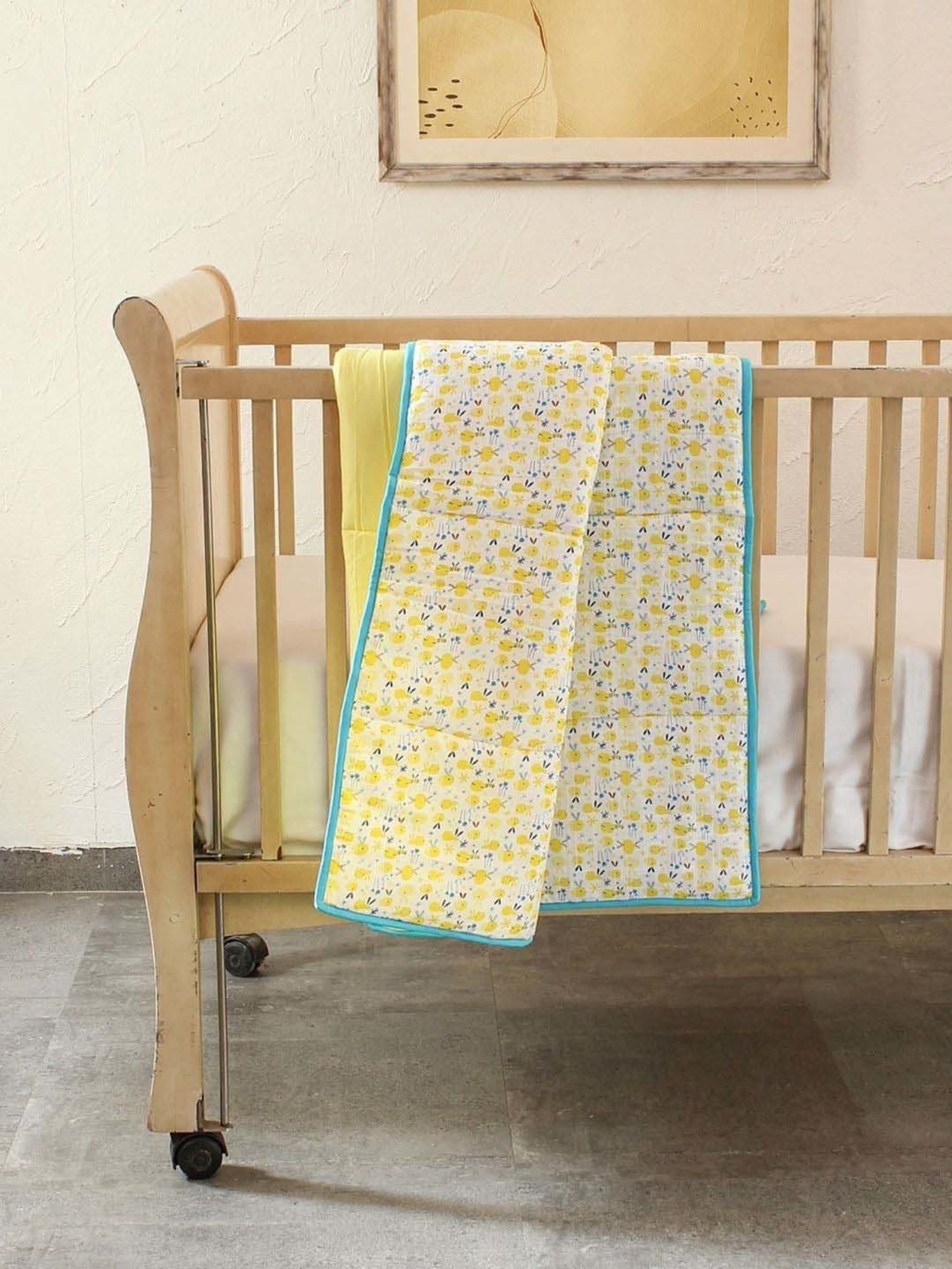 Maspar Vincent Green & Blue Cotton 120 TC Reversible Quilt - Set of 1