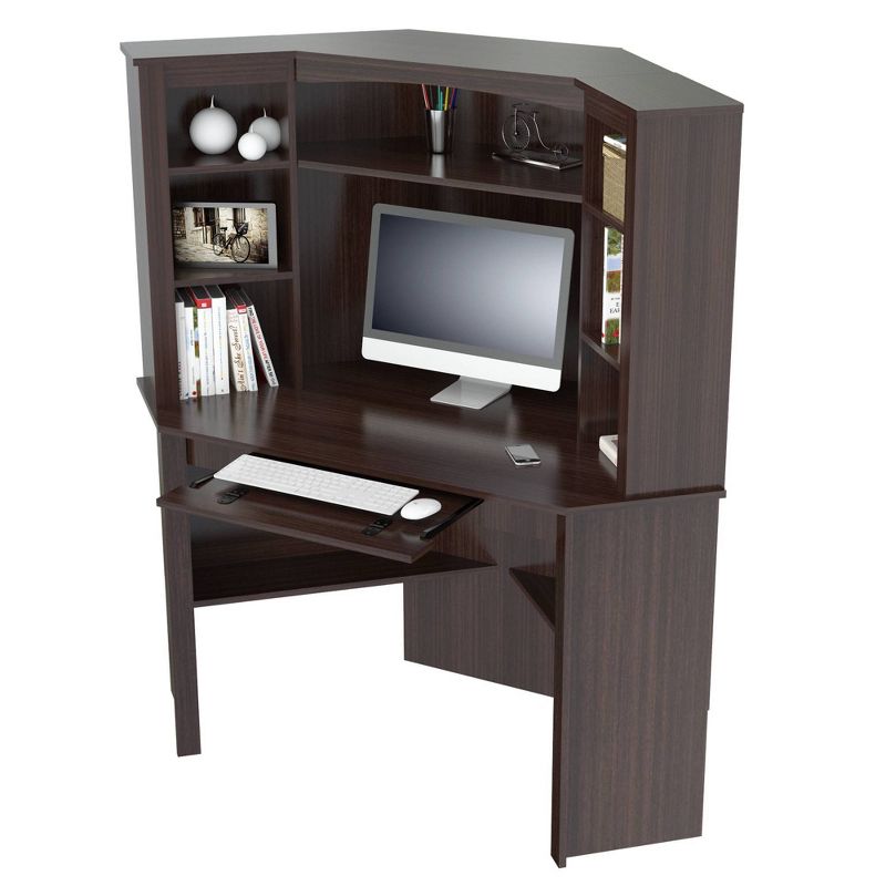 Corner Workstation with Hutch Espresso - Inval