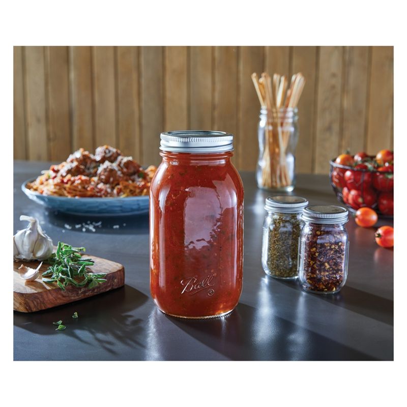 Grant Howard 51091 102 Ounce Classic Wide Mouthed Embossed Glass Mason Storage Jar Storage Container with Airtight Screw On Closing Lid