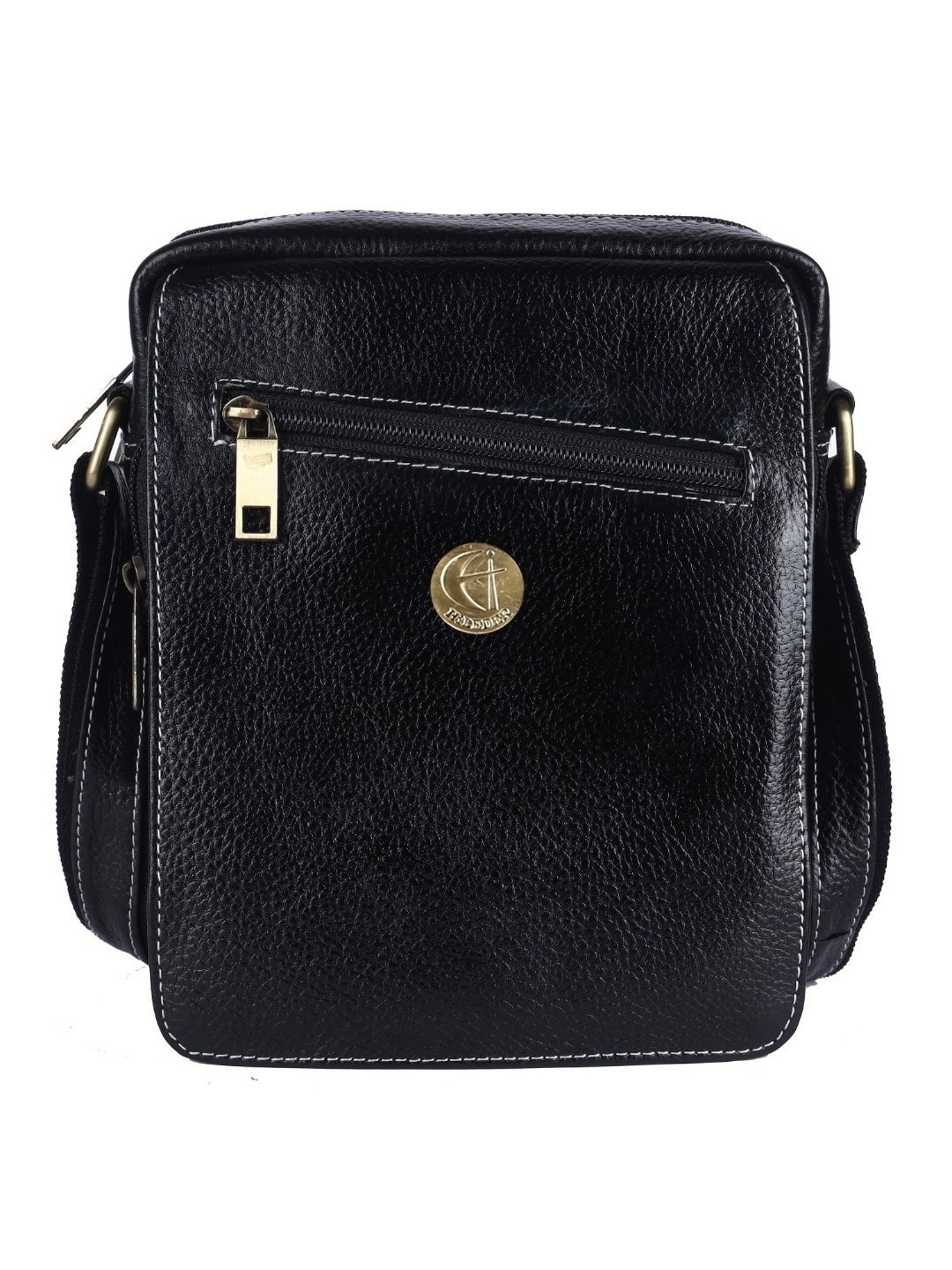 HiLEDER Black Textured Small Leather 8 inch Cross Body Bag