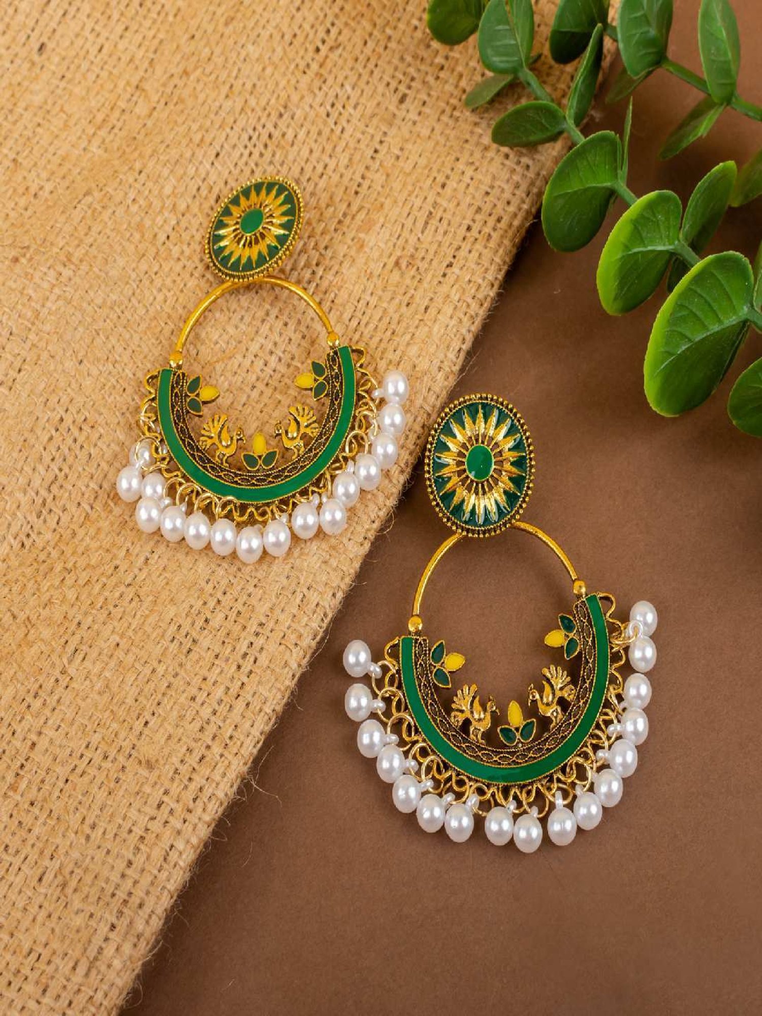 Jewelz Trendy Dangler Earrings Embellished With Small Pearls for Girls & Women