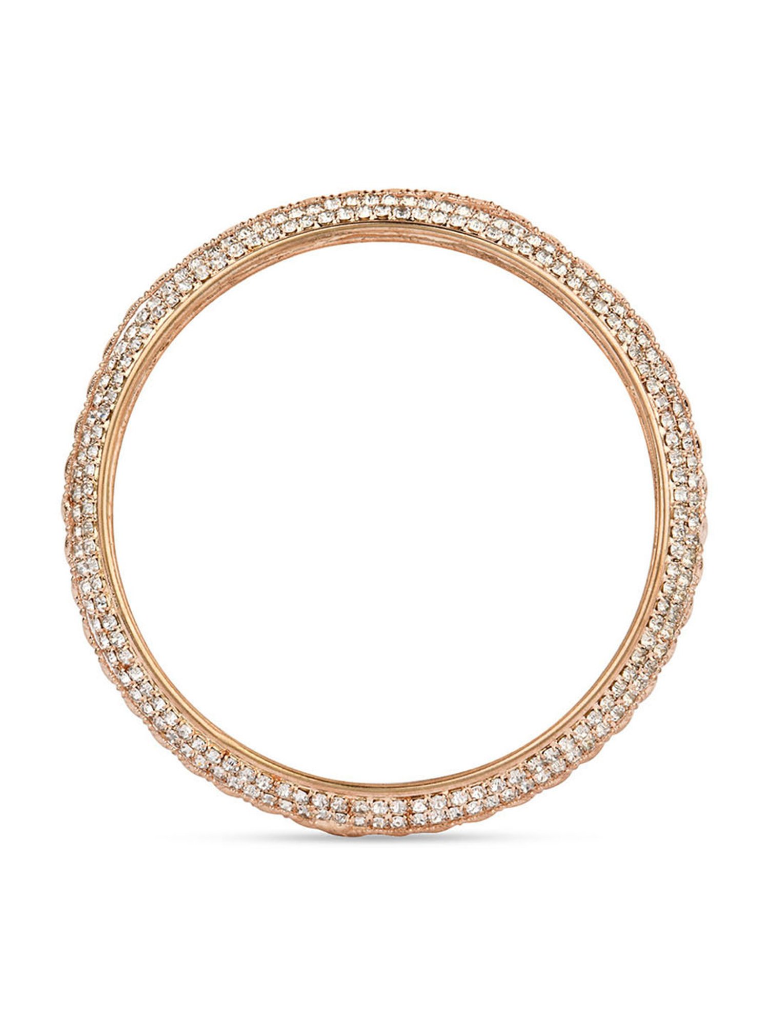 Fida Luxurious American Diamond Circular Cut-out Bangle Set for Women - Set of 2