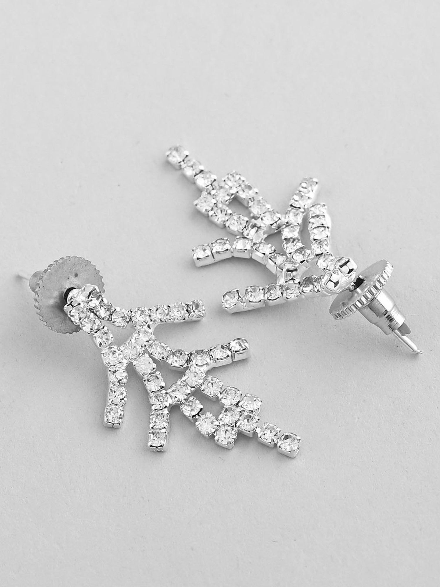 VOJ Ad Stone Studded Silver Plated Designer Jewellery Set for Women