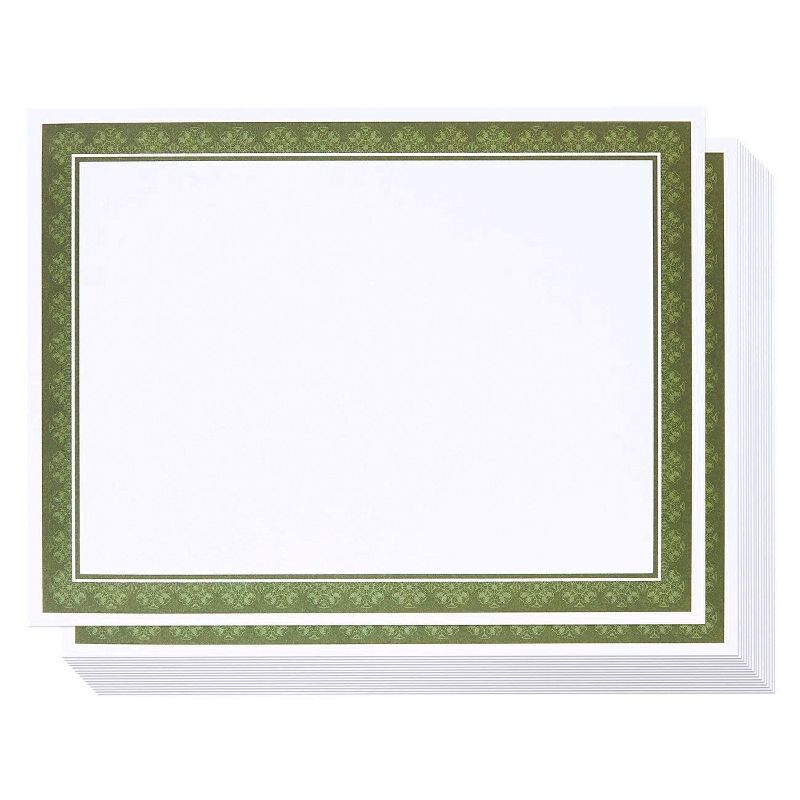 50-Sheet Certificate Paper, Letter Size Award Paper with Green Border for Diploma, 8.5" x 11"