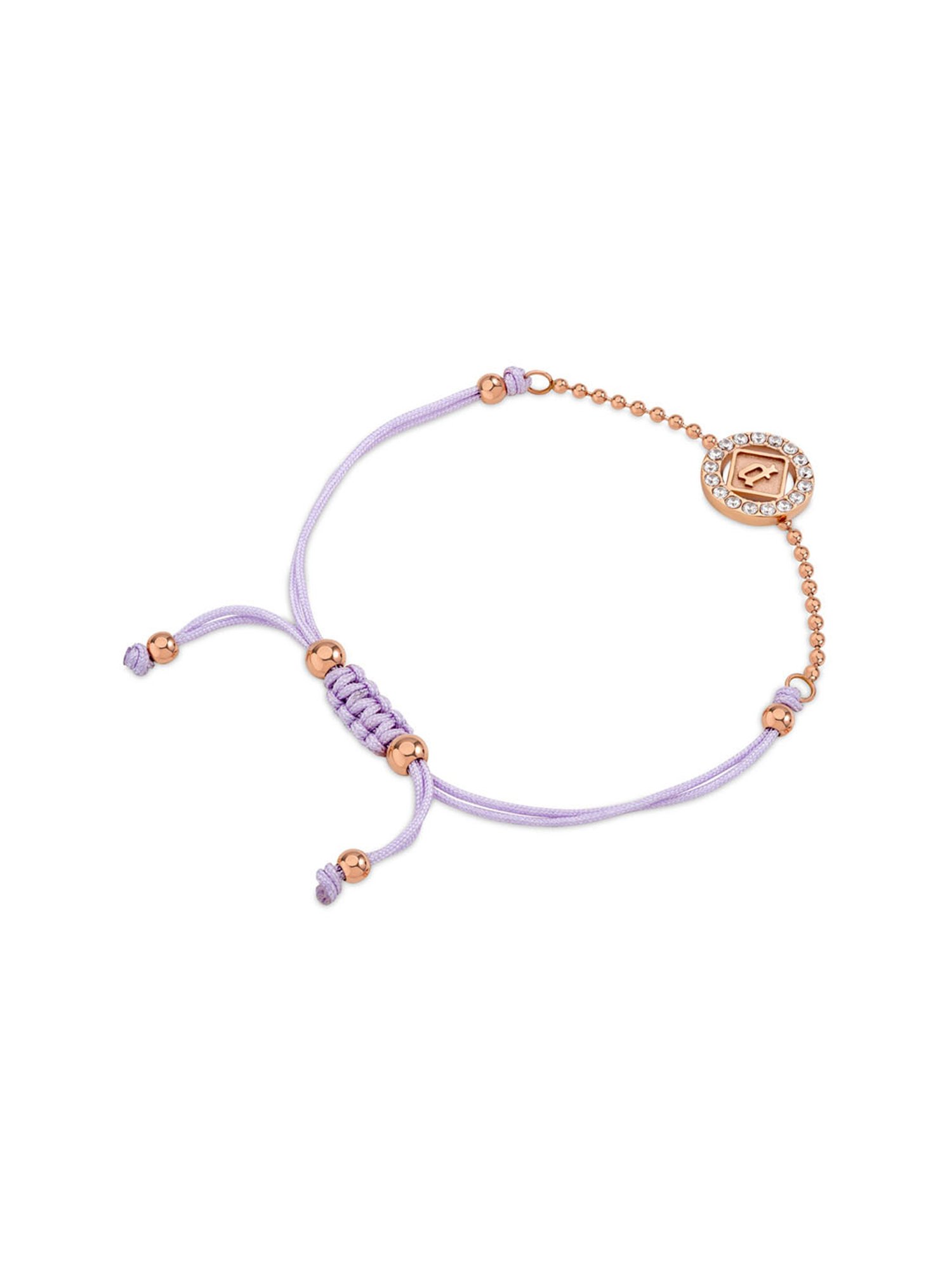 Police Luck Crystal Cord Slider Purple Flexible fit Bracelet for Women