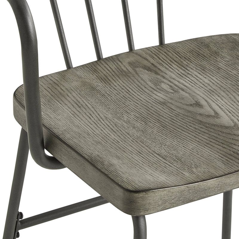 Set of 2 24" Nowell Iron Finish Counter Height Barstools Gray - Inspire Q