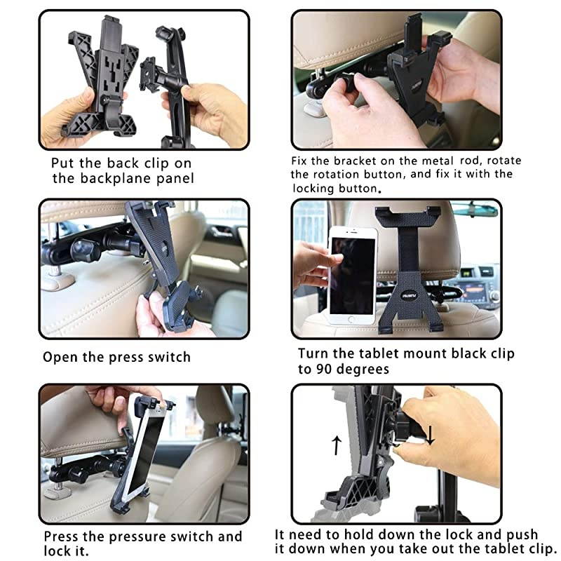 Tablet Holder Car Headrest Mount Universal Backseat Seat for iPad Samsung Galaxy Fits All 6 105 Tablets Black