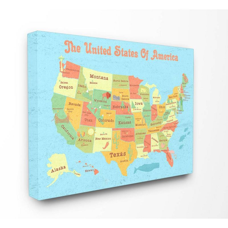 24"x1.5'x30" United States of America Usa Kids' Map Oversized Stretched Canvas Wall Art - Stupell Industries