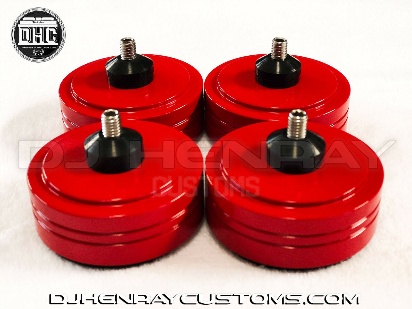 4 Custom billet aluminum turntable feet for technics 1200 Series red powder coat