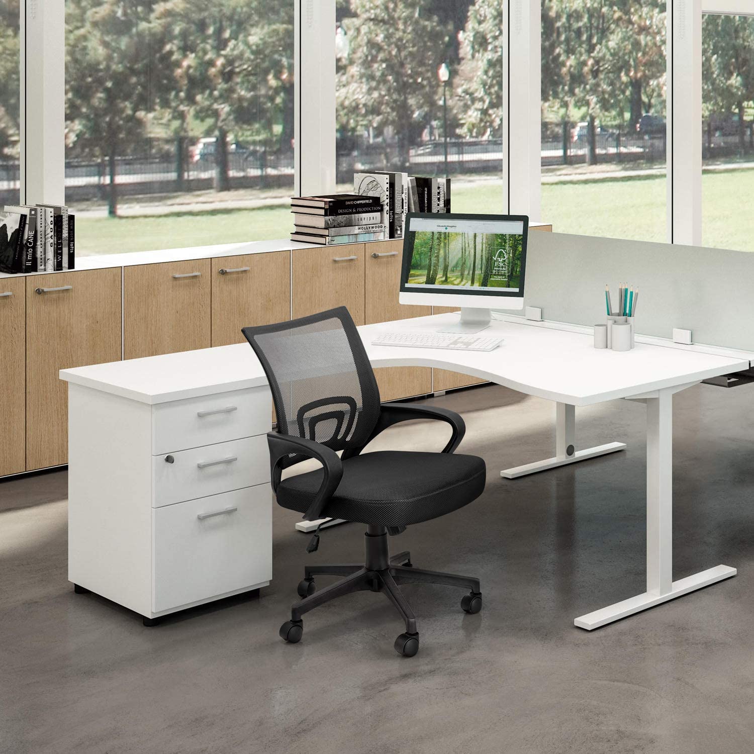 Global Leather Task Chair, Black (8993BK450/550) 