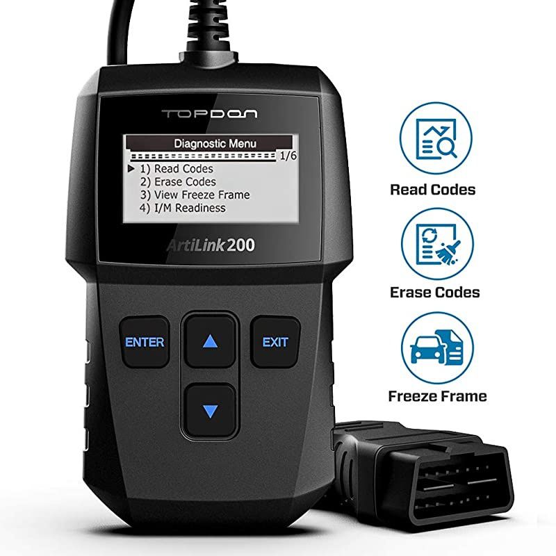 Scanner TOPDON AL200 Code Reader for DTC ReadingClearing MIL TurnOff IM Readiness Smog Check Freeze Frame Vin Retrieval Diagnostic Scan Tool