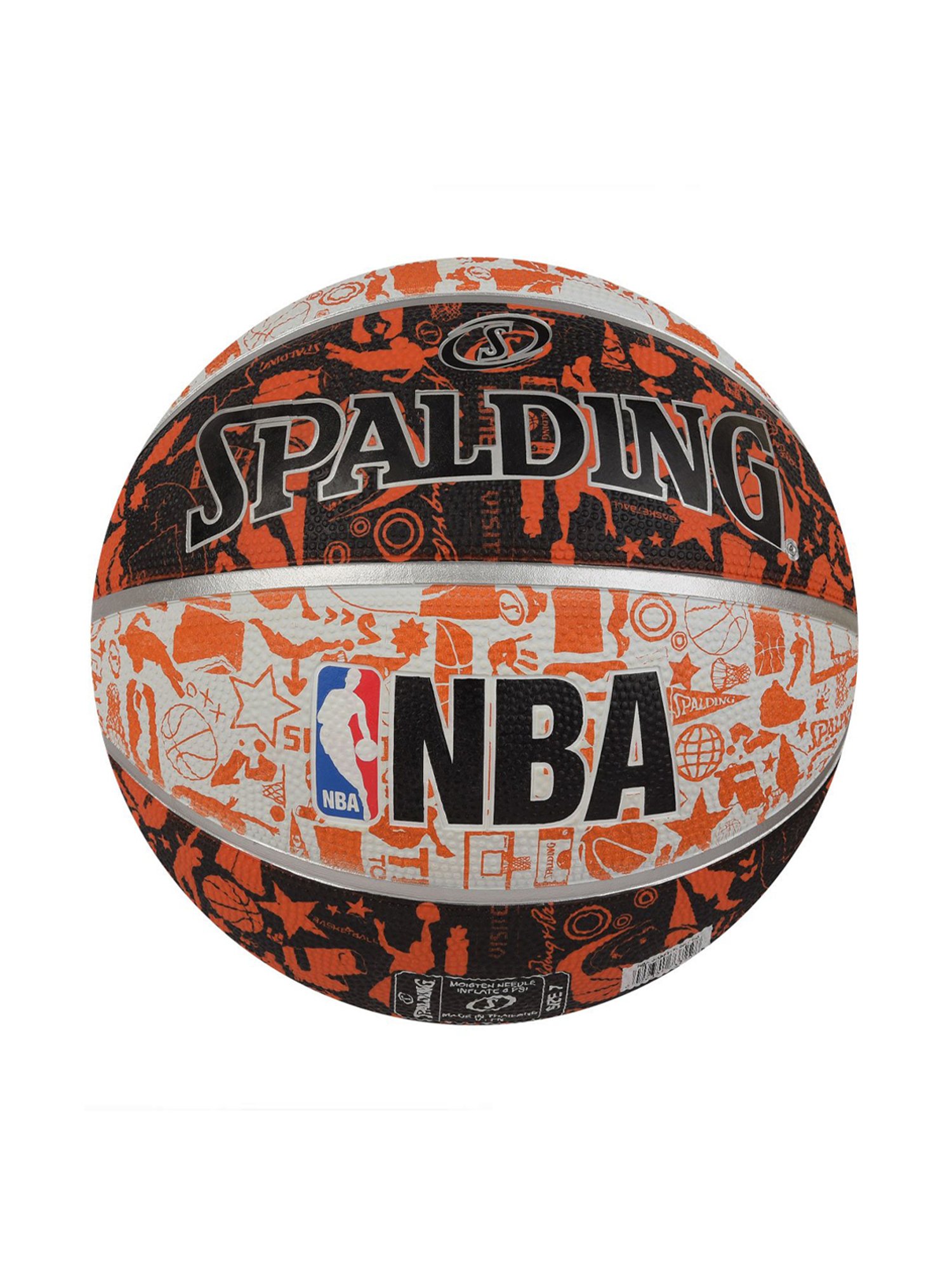 Spalding BB GRAFFITE Basketball, Size 7 (White & Orange)