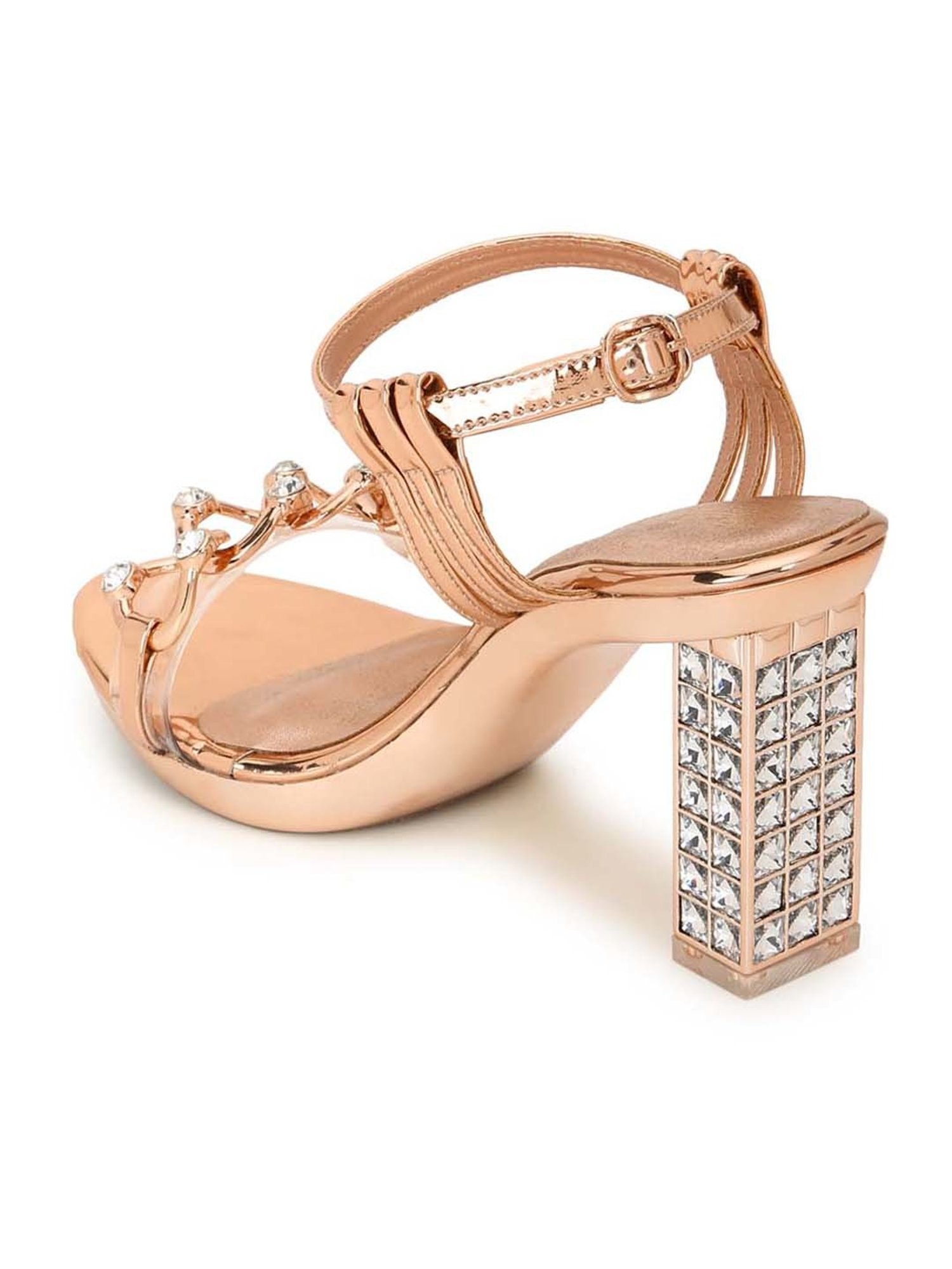 Truffle Collection Women's Rose Gold Ankle Strap Sandals