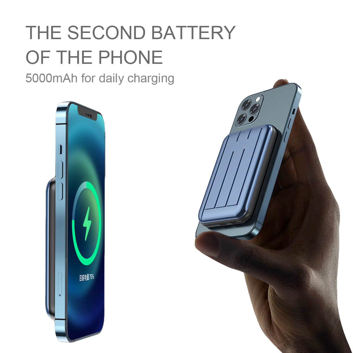 Mag-safe wireless power bank Magnetic Typc usb C 15W PD fast charging 5000mah battery for iphone 12 / 12 mini / 12 pro / 12 pro max
