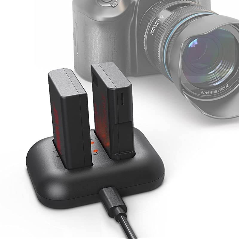 Pack EN-EL15 /EN-EL15a EN-EL15b Rechargeable Lithium-ion Battery Rapid Dual USB Charger for Nikon Camera D750, D7500, D7000, D850, D500, D7100, D700, V1, D810, D610, D800, D600, D800e, D810