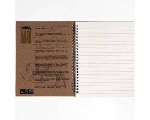 RECYCLED Save the Rhino Notebook, 9x7, 100 pages, ruled (Pack of 6)
