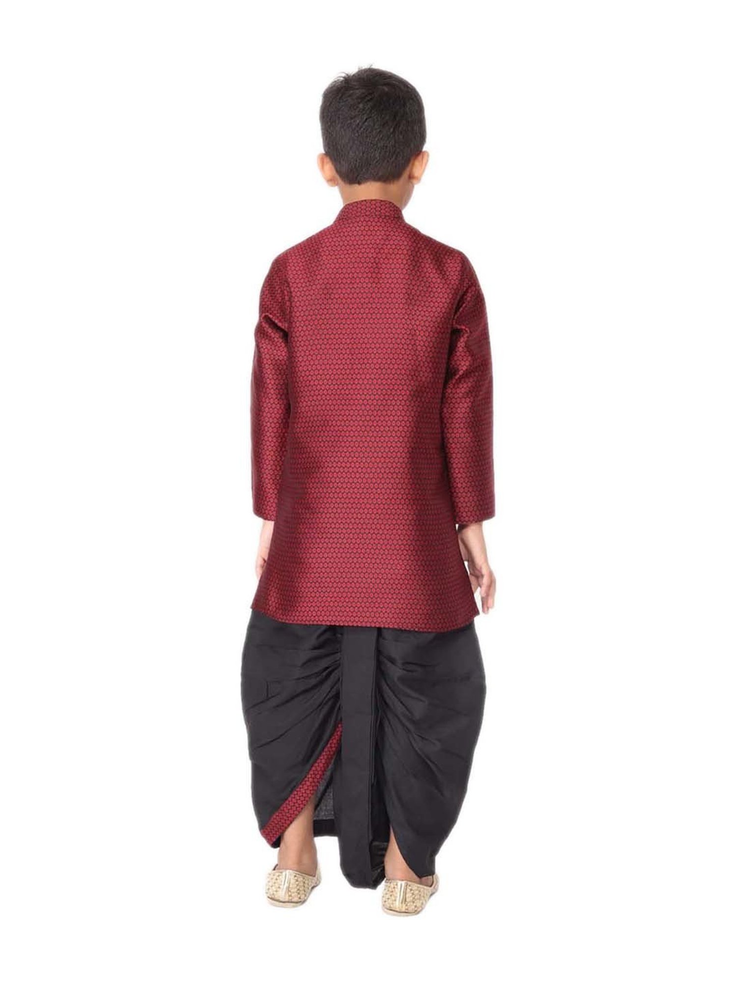 TABARD Kids Maroon & Black Printed Kurta Set