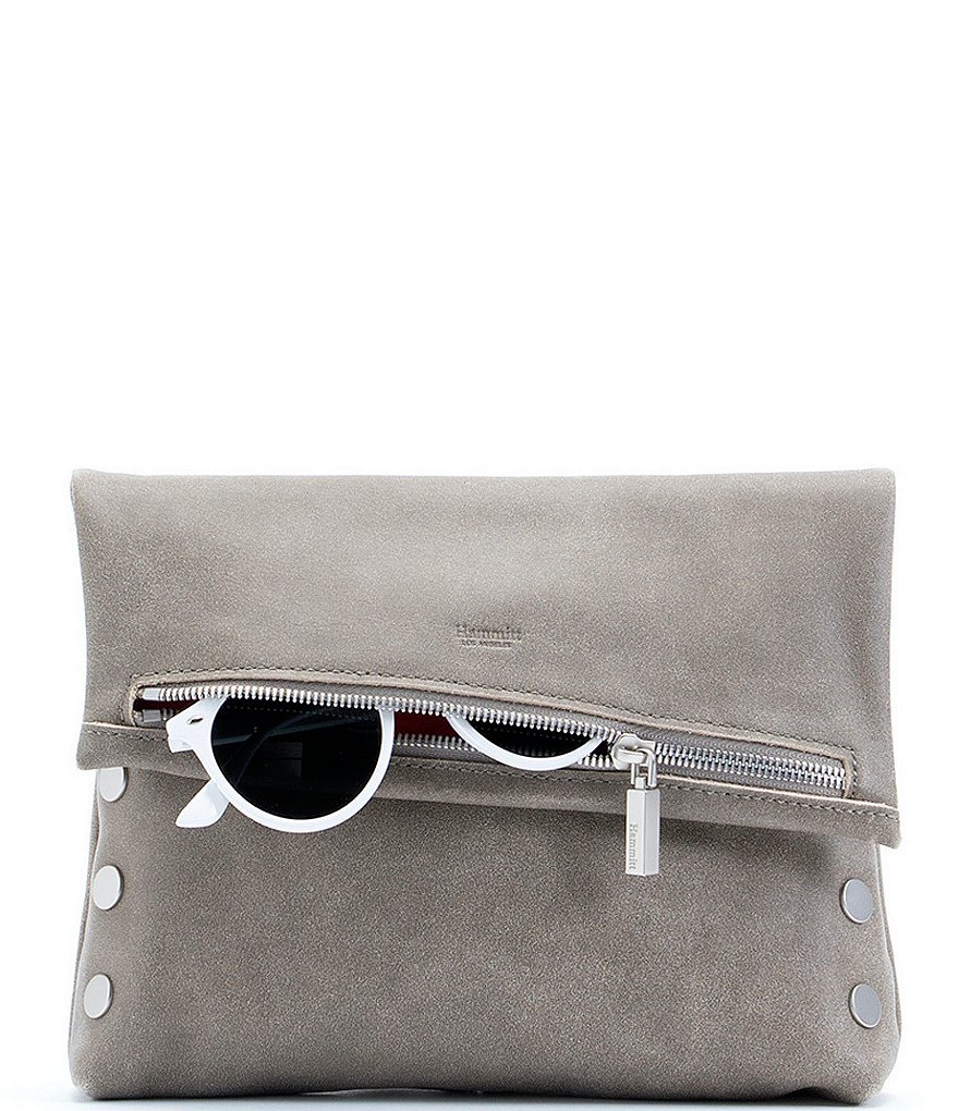 Hammitt VIP Studded Leather Fold-Over Zip Flap Medium Crossbody Bag