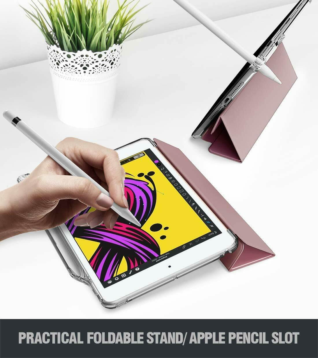 [20 Pieces] For iPad Mini 5 2019 Tablet Cover w/Sleep-Wake Feature Rose Gold