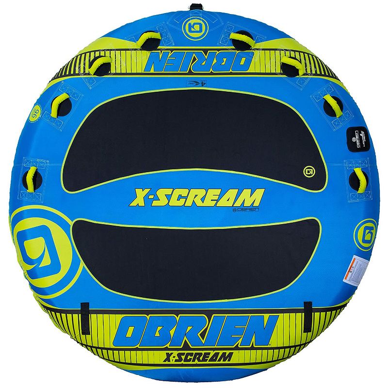 O'Brien 2211507 X-Scream Deck Series Inflatable 4 Person 96-Inch Water Sports Towable Tube for Boating with Quick Connect Tow Hook