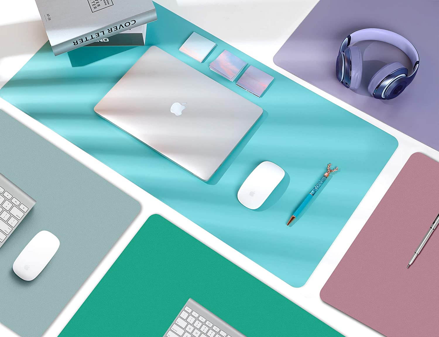 Leather Desk Pad Protector,Mouse Pad,Office Desk Mat,Non-Slip PU Leather Desk Blotter,Laptop Desk Pad,Waterproof Desk Writing Pad for Office and Home (Brown,23.6" x 13.7")