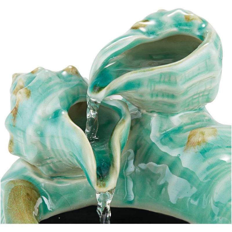 John Timberland Modern Zen Indoor Tabletop Water Fountain 7" High Cascading Seashells for Table Desk Office Home Bedroom